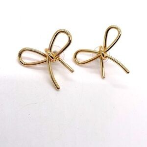 Gold Tone Bow Tied Knot Pierced Earrings